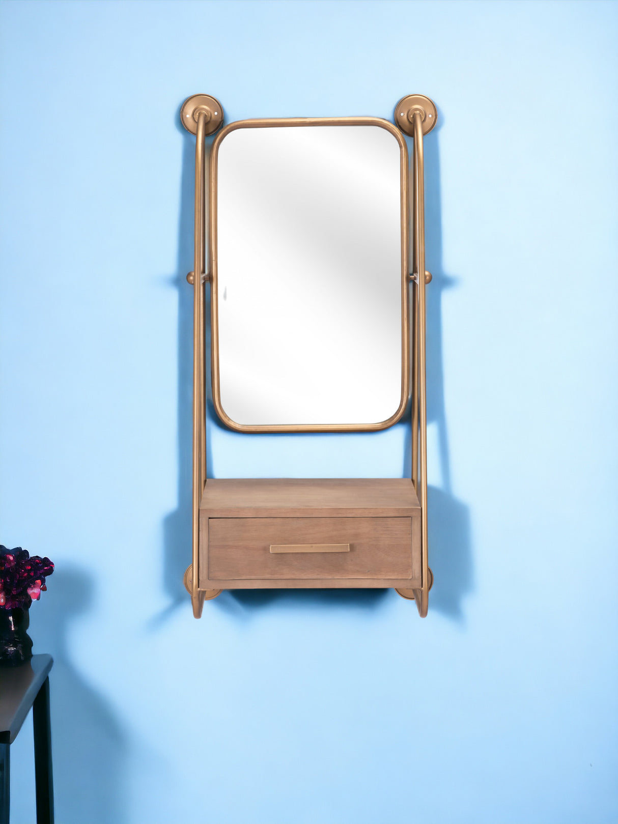 Gold Steel Framed Accent Mirror