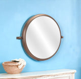 Industrial Gold Round Mirror