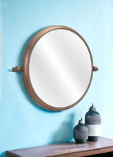 Industrial Gold Round Mirror