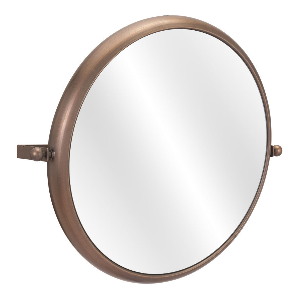 Industrial Gold Round Mirror