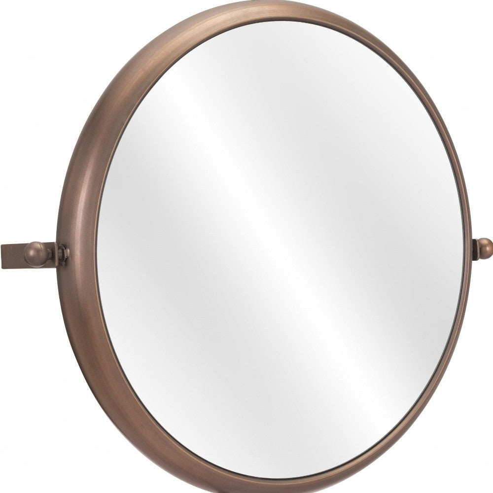 Industrial Gold Round Mirror