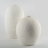 32" White Cylinder Ceramic Floor Vase