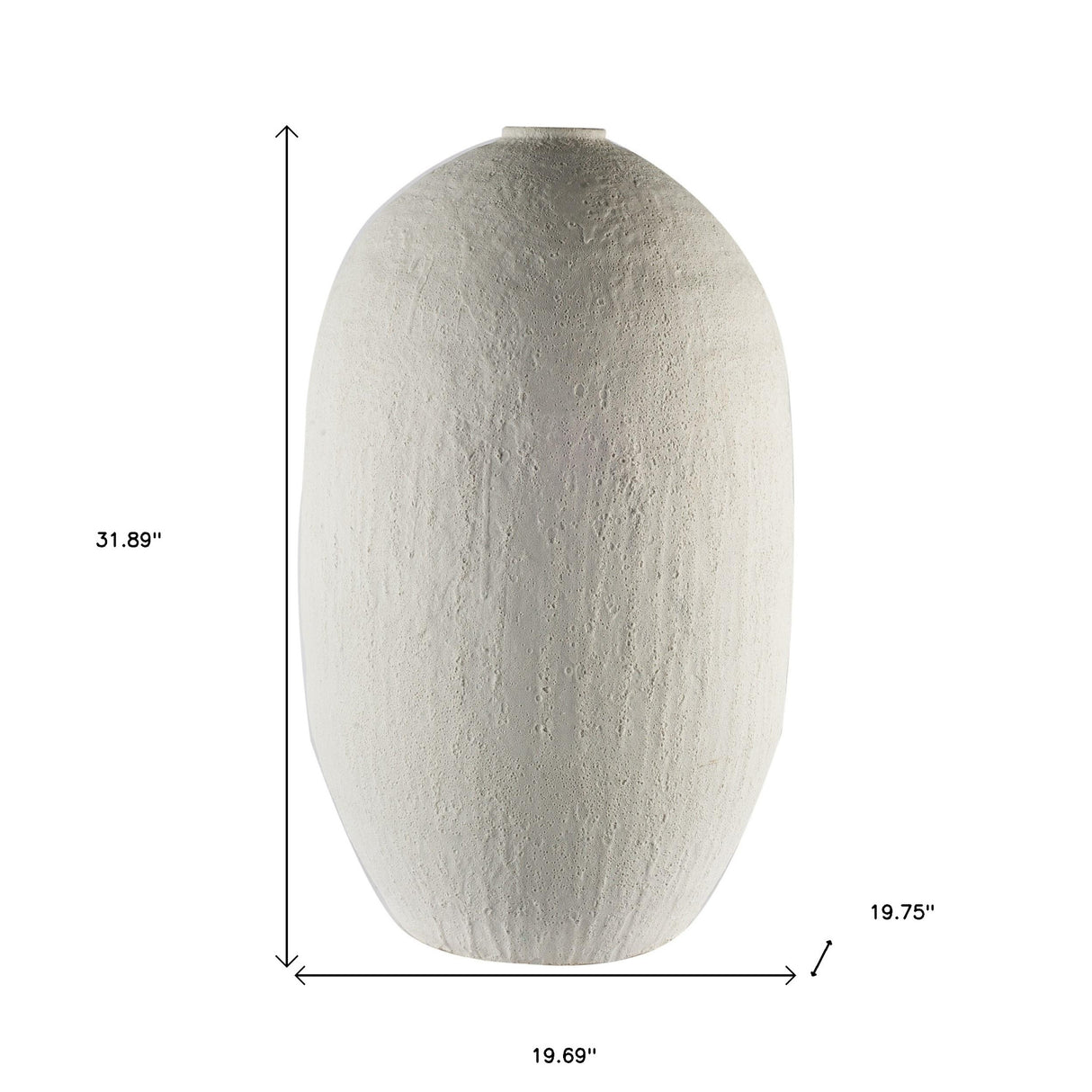 32" White Cylinder Ceramic Floor Vase