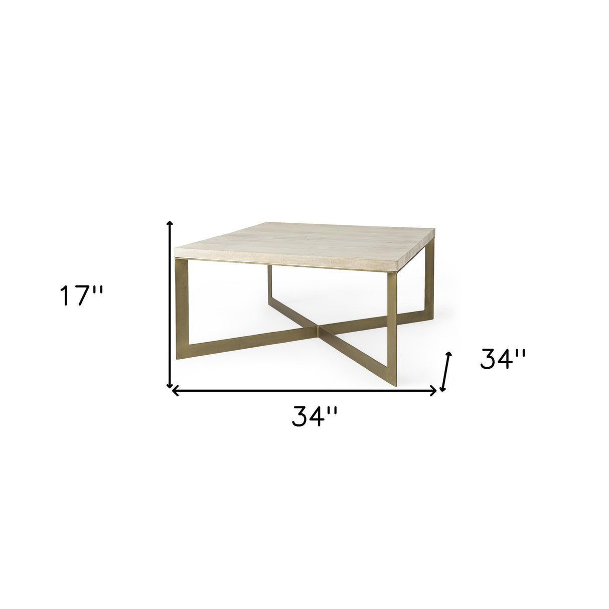 34" Beige Metal Square Coffee Table