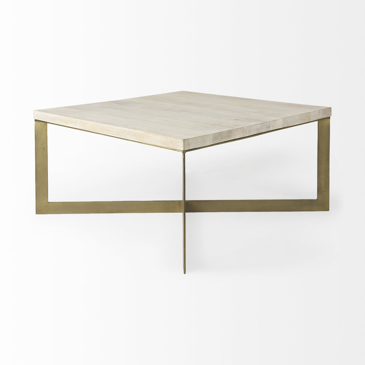 34" Beige Metal Square Coffee Table