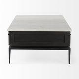 31" Black Glass And Faux Marble Coffee Table