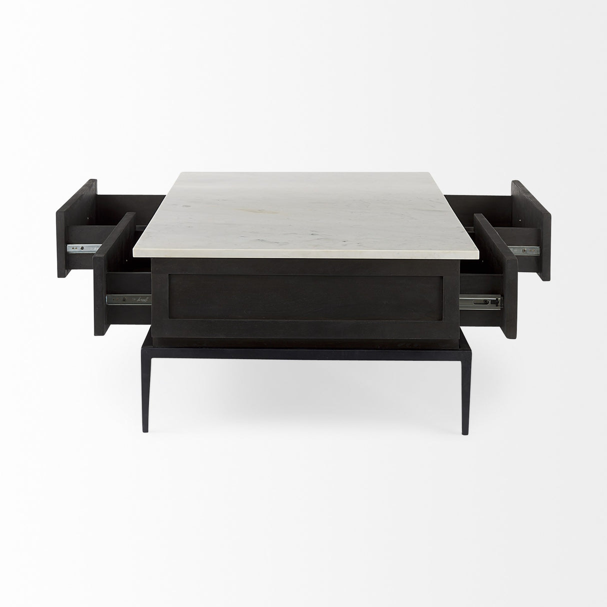 31" Black Glass And Faux Marble Coffee Table