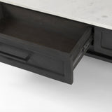 31" Black Glass And Faux Marble Coffee Table