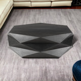 48" Black Wood Octagon Coffee Table