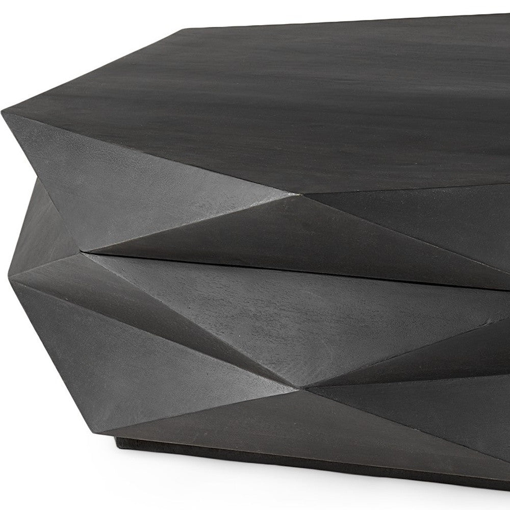 48" Black Wood Octagon Coffee Table