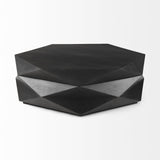 48" Black Wood Octagon Coffee Table