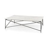 35" White Metal Coffee Table