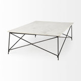 35" White Metal Coffee Table