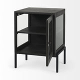 26" Black And Brown Solid Wood Square End Table