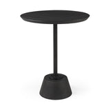 24" Black Solid and Manufactured Wood Round End Table