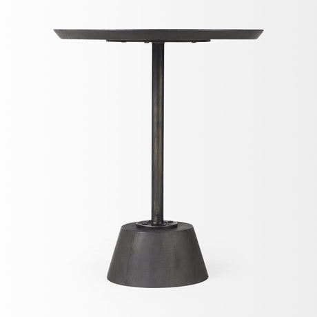 24" Black Solid and Manufactured Wood Round End Table