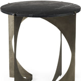 20" Black Marble Round End Table