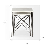 24" Bronze And White Marble Square End Table