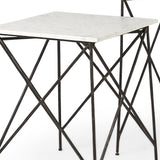 24" Bronze And White Marble Square End Table