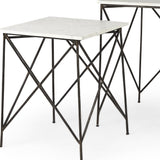 24" Bronze And White Marble Square End Table