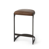 29" Medium Brown Iron Backless Bar Chair