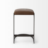 29" Medium Brown Iron Backless Bar Chair