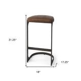 35" Medium Brown Iron Backless Bar Chair