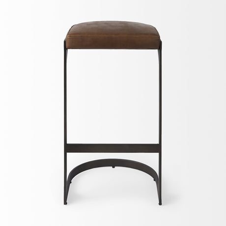 35" Medium Brown Iron Backless Bar Chair