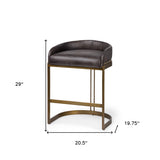 29" Black And Gold Metal Low Back Bar Height Bar Chair