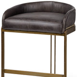 29" Black And Gold Metal Low Back Bar Height Bar Chair