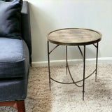 25" Nickel Iron Round End Table