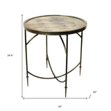 25" Nickel Iron Round End Table