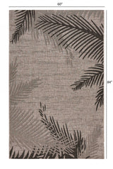 5' X 7' Beige Floral Indoor Outdoor Area Rug