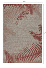 5' X 7' Beige Floral Indoor Outdoor Area Rug