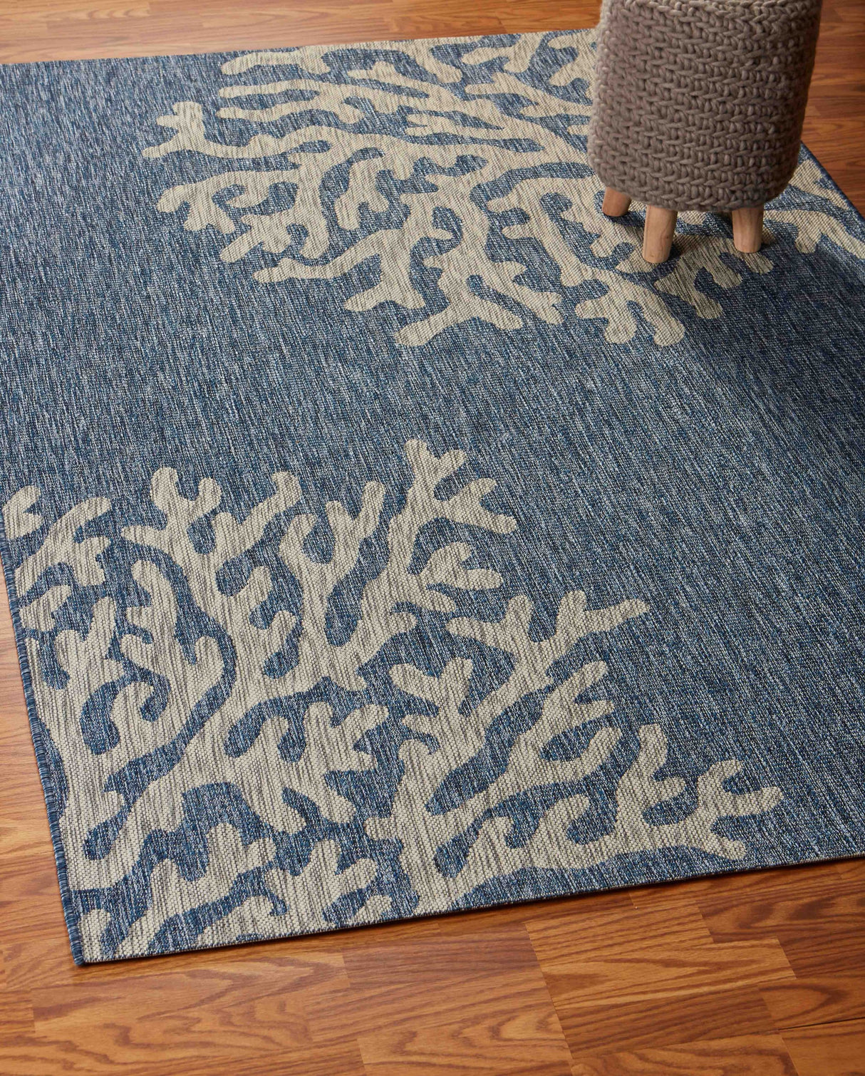 5' X 7' Blue And Gray Indoor Outdoor Area Rug