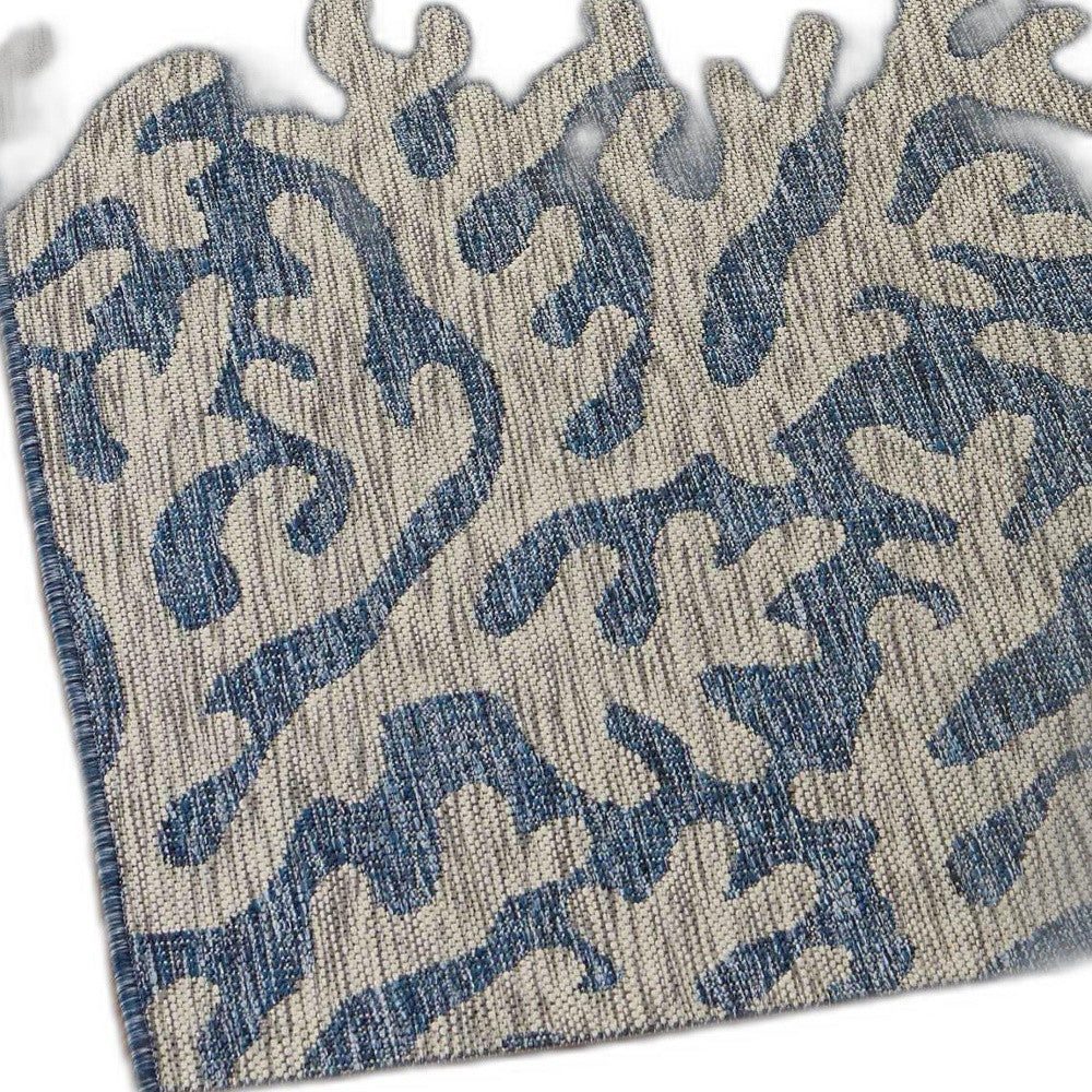 5' X 7' Blue And Gray Indoor Outdoor Area Rug