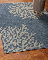 8' X 9' Blue And Gray Indoor Outdoor Area Rug