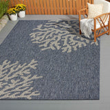 8' X 9' Blue And Gray Indoor Outdoor Area Rug