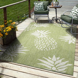 2' X 3' Green Floral Indoor Outdoor Area Rug