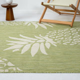 2' X 3' Green Floral Indoor Outdoor Area Rug