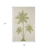 5' X 7' Beige Floral Indoor Outdoor Area Rug