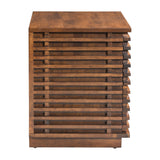 22" Walnut Solid Wood Modern Slat Design End Table with Drawers