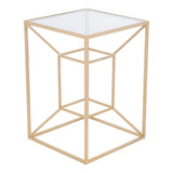 23" Gold And Clear Glass Square End Table