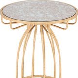 22" Gold And Brown Steel Round End Table