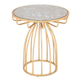 22" Gold And Brown Steel Round End Table