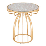 22" Gold And Brown Steel Round End Table