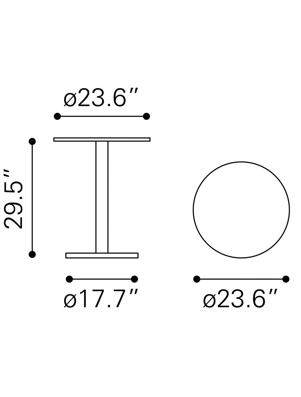 24" Black And White Round End Table