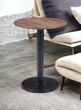 24" Black And Brown Round End Table