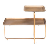 31" Gold Steel Coffee Table With Shelf