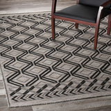 8' X 10' Black And Tan Indoor Outdoor Area Rug